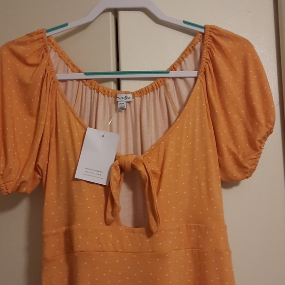 love, Fire Dresses & Skirts - LOVE, FIRE TIE FRONT SUN DRESS MUSTARD YELLOW SZ L